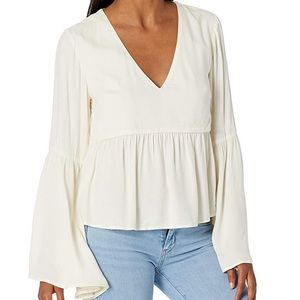 💫 Minkpink Cream Daydream Bell Sleeve Blouse